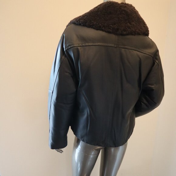 VINCE Lambskin Leather Down Jacket Shearling Removeable Collar Small New $1,495 - Picture 3 of 8